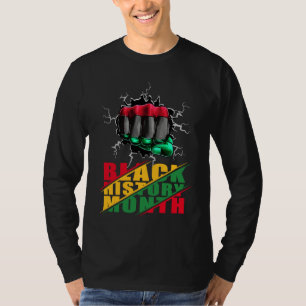 Camiseta Mês da História Negra BHM Orgulho Afro Punho Negro