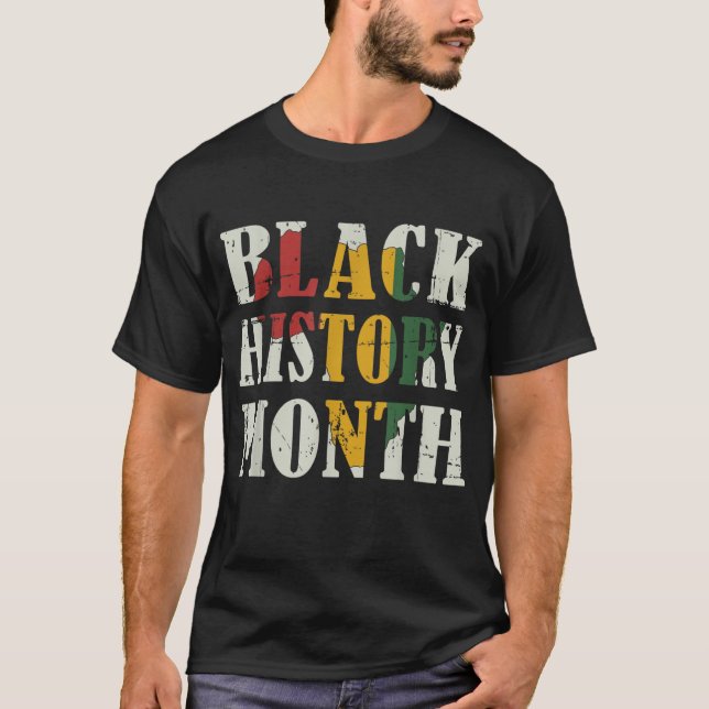 Camiseta Mês da história negra com bandeira do mapa african (Frente)