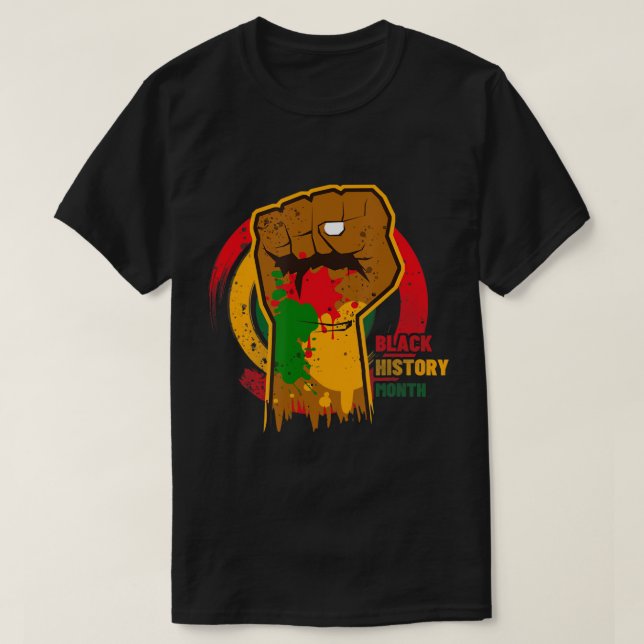 Camiseta Mês da história negra com bandeira do mapa african (Frente do Design)
