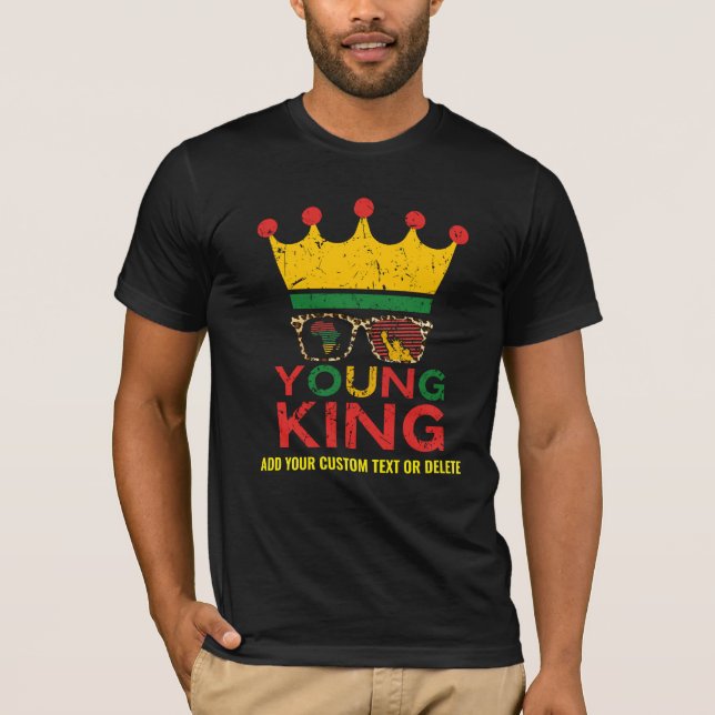 Camiseta Mês da História Negra Jovem King Rustic BLM (Frente)
