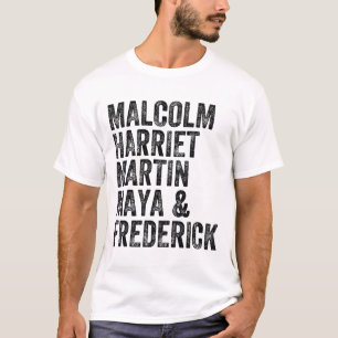Camiseta Mês da História Negra Malcolm Harriet Martin Maya