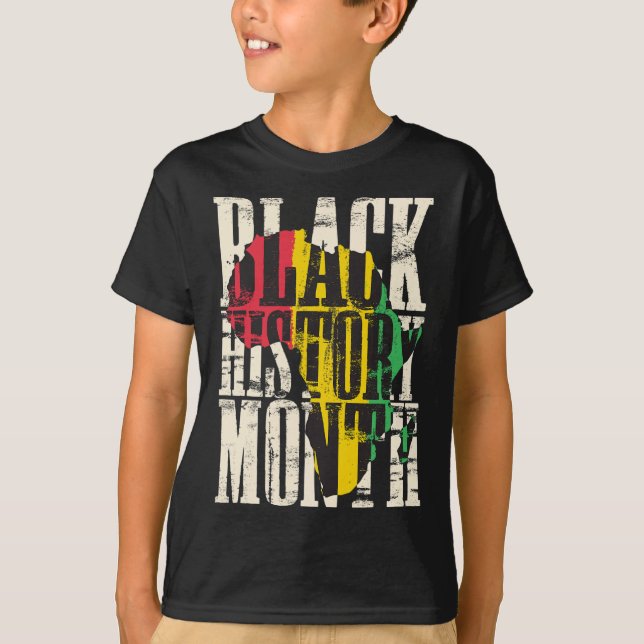 Camiseta Mês da História Negra Orgulhoso Mapa Africano Core (Frente)