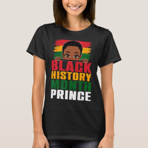 Camiseta Mês da História Negra Príncipe Menino Afro com Pou