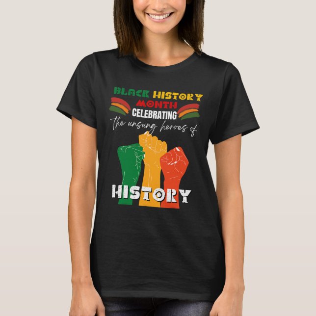 Camiseta Mês da História Negra Punho Africano Orgulho Ameri (Frente)