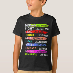 Camiseta Mês da História Negra Sonhe Como Martin Liderança