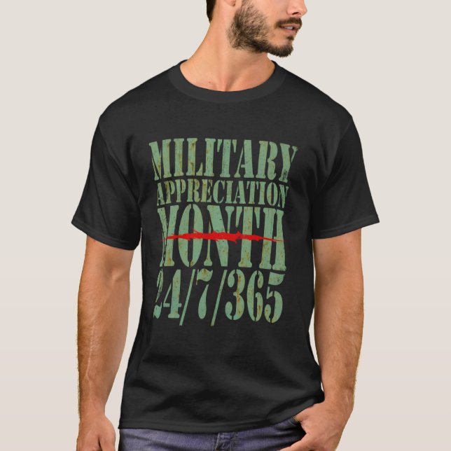 Camiseta Mês de Apreciação Militar 247365 Veterano Gostado (Frente)