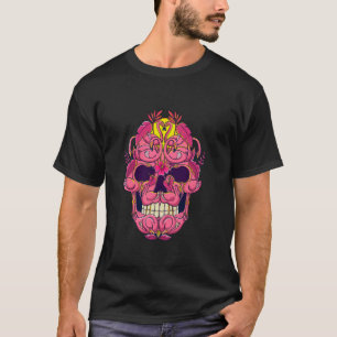Camiseta Mês de consciência do câncer de mama de Caveira Fl