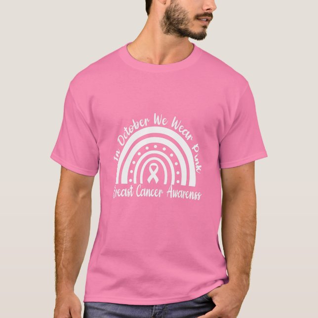 Camiseta Mês de consciência do câncer de mama Rainbow Outub (Frente)