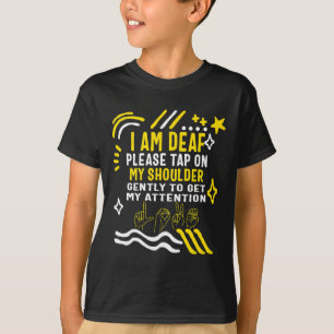 Camiseta Mês de consciência Eu sou surdo Bato no meu ombro