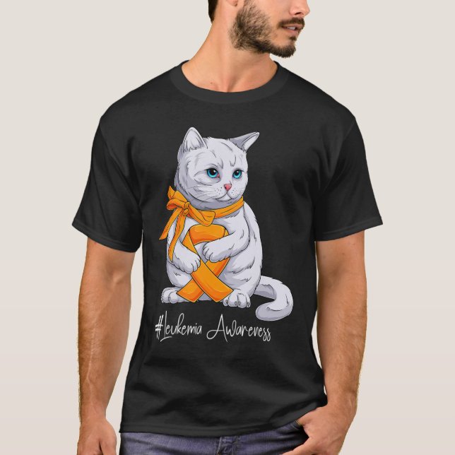 Camiseta Mês de Consciência Gato de Fita Laranja (Frente)
