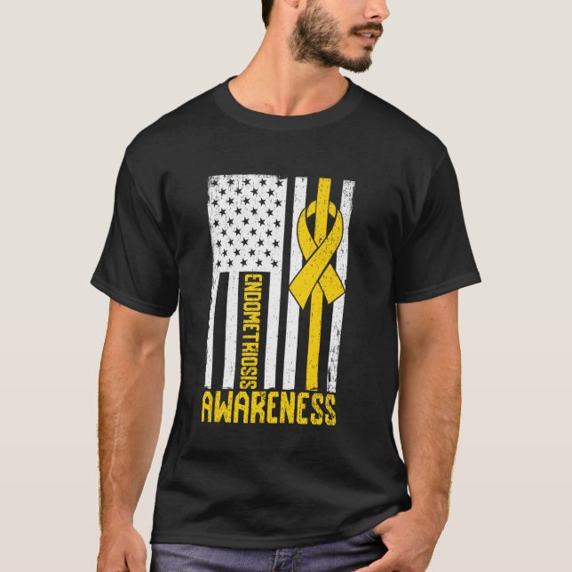 Camiseta Mês de Conscientização da Endometriose Bandeira do (Frente)