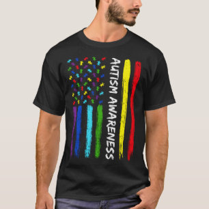 Camiseta Mês de Conscientização do Autismo Bandeira America