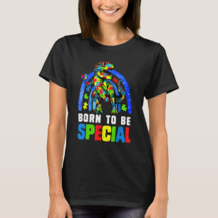 Camiseta Mês de Conscientização do Autismo Dinossauro Nasci