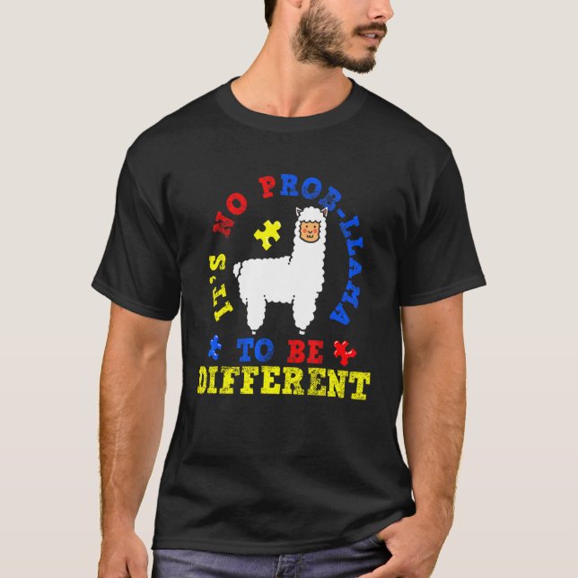 Camiseta Mês de Conscientização do Autismo do Llama (Frente)
