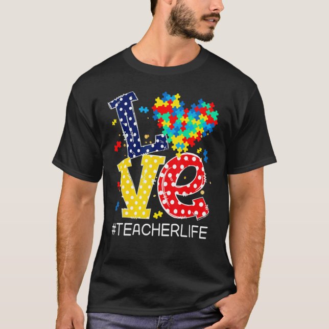 Camiseta Mês de Conscientização do Autismo Peça de Puzzle C (Frente)
