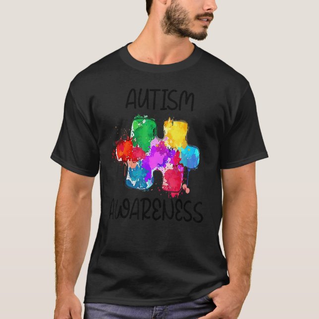 Camiseta Mês de Conscientização do Autismo Quebra-Cabeça Co (Frente)