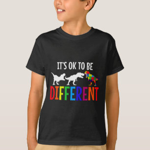 Camiseta Mês de Conscientização do Autismo Rex Puzzle Dino