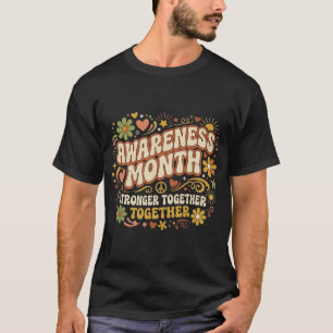Camiseta Mês de Conscientização Mais Fortes Juntos Retro Gr
