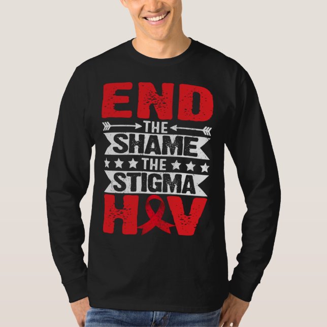 Camiseta Mês de Conscientização sobre HIV AIDS Acabe com a  (Frente)