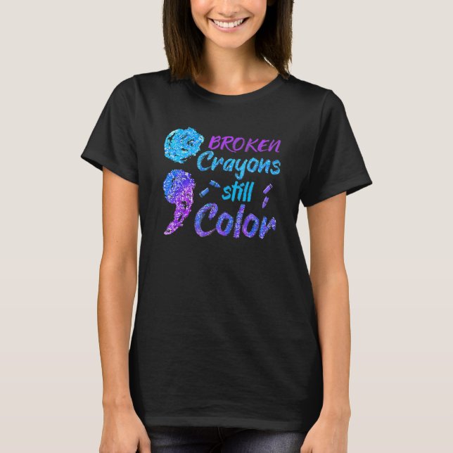 Camiseta Mês de Conscientização sobre Suicídio com Crayons  (Frente)