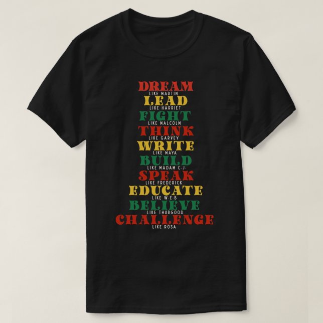 Camiseta Mês do Histórico Preto do Dream LikeBLM (Frente do Design)