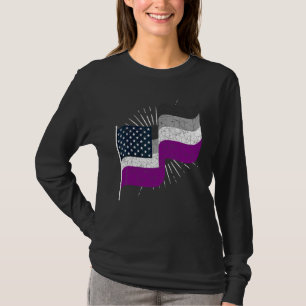 Camiseta Mês do Orgulho Ace Sinalizador Asexual dos Eua Que