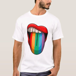 Camiseta Mês do Orgulho da Língua Arco-Íris LGBTQ Orgulho N