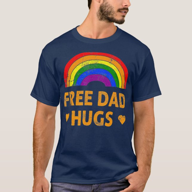 Camiseta Mês do Orgulho Lésbico LGBTQ Gay de Abraço de Pai  (Frente)