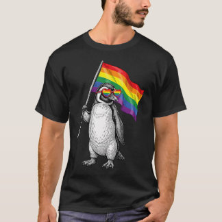 Camiseta Mês do Orgulho LGBTQ Pinguim Arco-íris Bandeira Ga