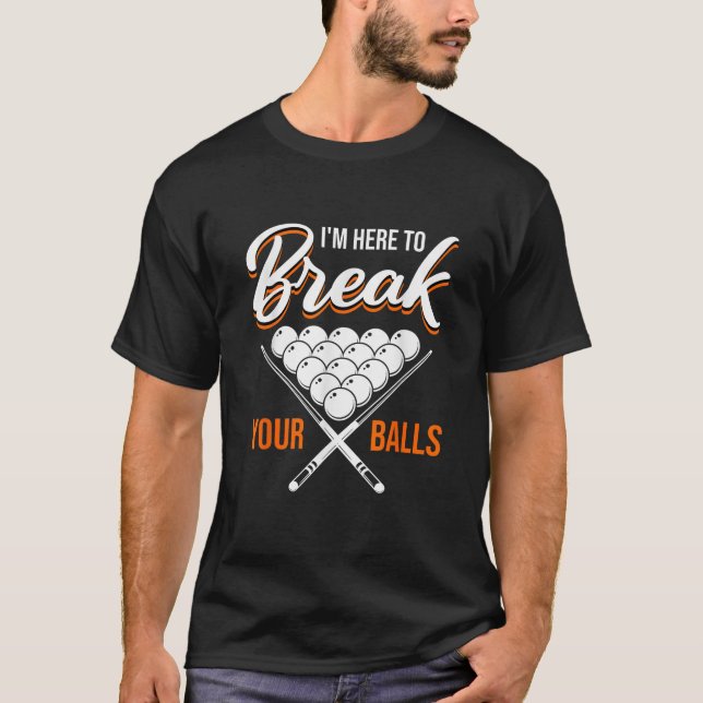 Camiseta Mesa Billiard com bolas de bilhar Engraçado Dizend (Frente)