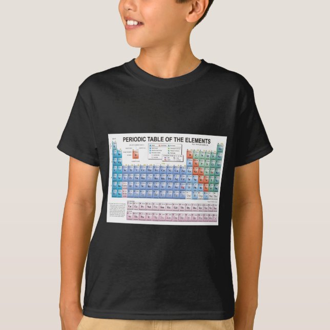 Camiseta Mesa de elementos periódica inteiramente (Frente)