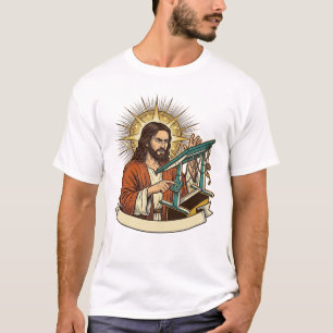 Camiseta Mesa de pé Jesus Quebrada Presa no Meio Escritório