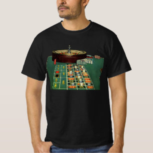 Camiseta Mesa de Roleta Vintage Jogo de Cassino, Fichas de 
