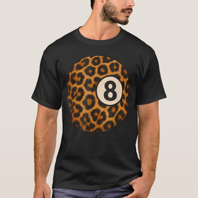 Camiseta Mesa de Sinuca Bola Oito Leopardo Rústica Western (Frente)