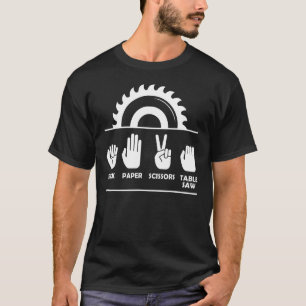 Camiseta Mesa de tesoura de papel de madeira Saw Carpente