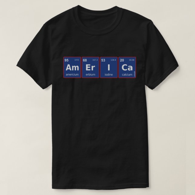 Camiseta MESA periódica AMÉRICA (Frente do Design)