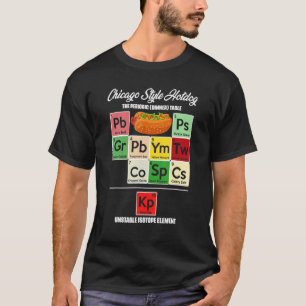 Camiseta Mesa Periódica de Jantar de Cachorro-Quente Estilo