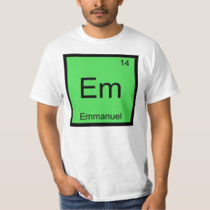 Camiseta Mesa Periódica do Elemento Químico do Nome Emman
