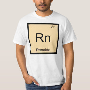 Camiseta Mesa Periódica do Elemento Químico do Nome Ronal