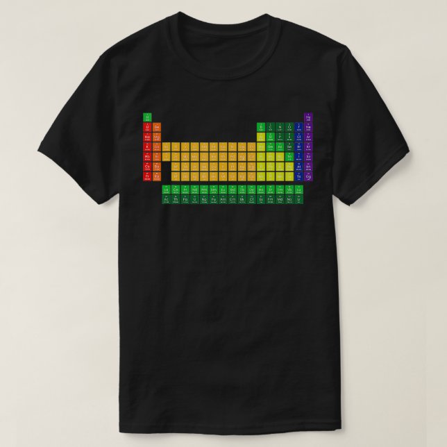 Camiseta Mesa periódica dos elementos (Frente do Design)