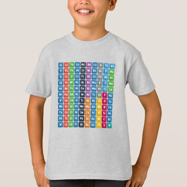 Camiseta Mesa periódica dos elementos 3 (Frente)