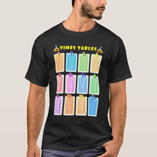 Camiseta Mesas De Multiplicação De Matemática Aprendendo Cr (Frente)