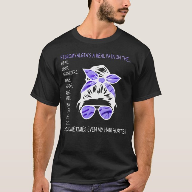 Camiseta Mesmo Meu Cabelo Magoa Fibromialgia Suporta Engraç (Frente)
