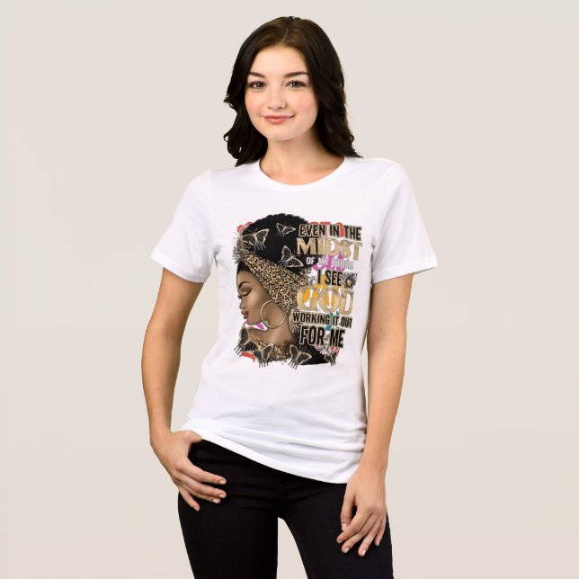 Camiseta "Mesmo na tempestade, eu vejo Deus" - Mulher empod (Frente Completa)