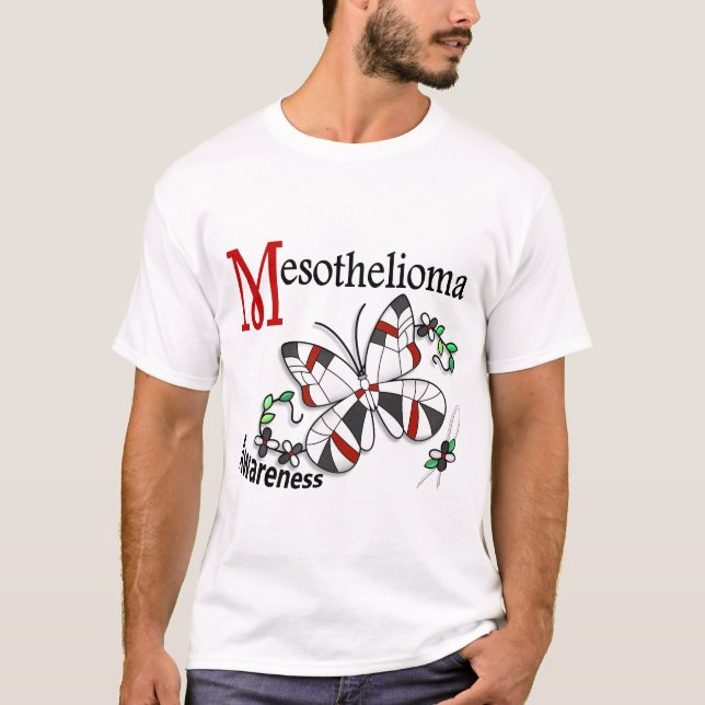 Camiseta Mesotelioma da borboleta 2 do vitral (Frente)
