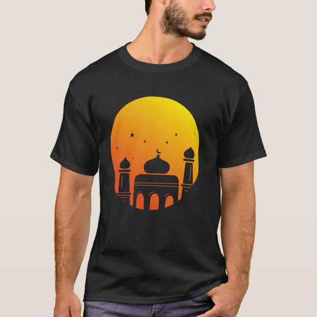 Camiseta Mesquita Arte Islâmica Ramadan Eid Design para Muç (Frente)