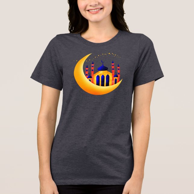 Camiseta Mesquita Azul e Dourada sobre Estrelas de Luas Cre (Frente)