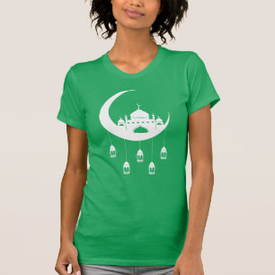 Camiseta Mesquita branca na lua crescente Fanous Ramadan