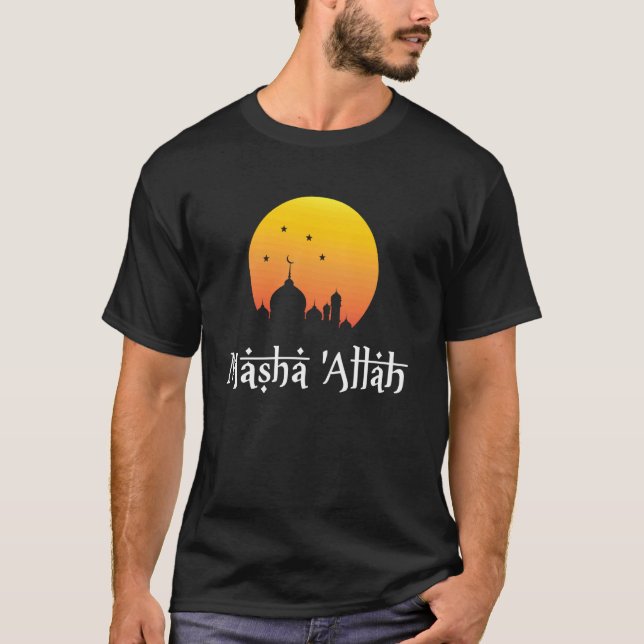 Camiseta Mesquita de Projeto Islâmico Crescente Lua Masha A (Frente)