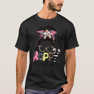 Camiseta Messn Bunny One Hoppy Meemaw Leopard Happy Eas